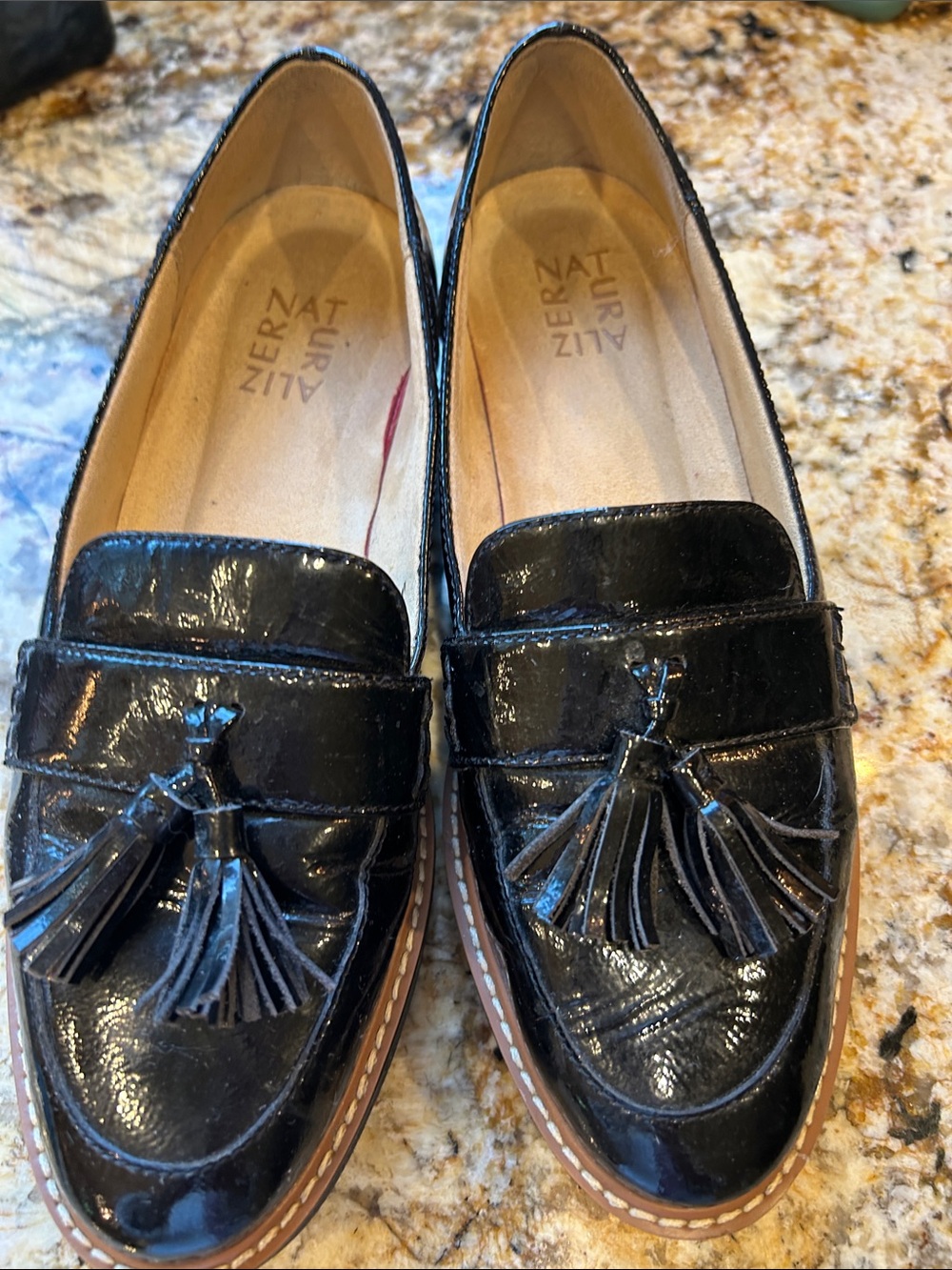Naturalizer Black Patent Tassel Loafers 8M